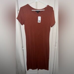 Forever 21 Chestnut Brown Short Sleeve Dress, Size Large